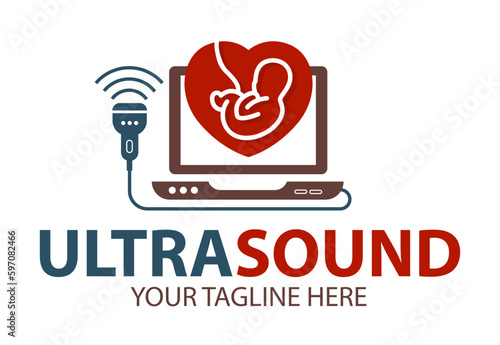 Ultrasound diagnostics logo. Medical research, gynecology clinic, polyclinics, obstetrics and hospitals, vector design and illustration.