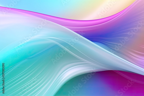 Wavy abstract liquid background. Smooth curved shapes, vivid colors. Generative AI