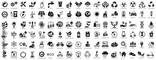Ecological icon set  green vector environment  energy sign and symbol concept. Vector illustration