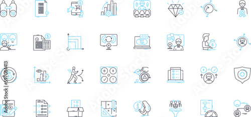Agile methodology linear icons set. Scrum, Sprint, Agile, Kanban, Lean, Iterative, Incremental line vector and concept signs. Self-organized,Teamwork,Adaptability outline illustrations