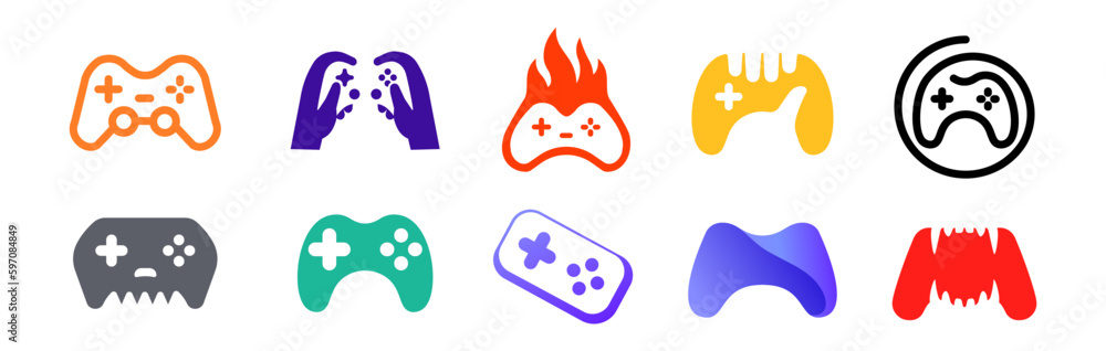 Obraz premium Gaming logo set. Game pad icon set.