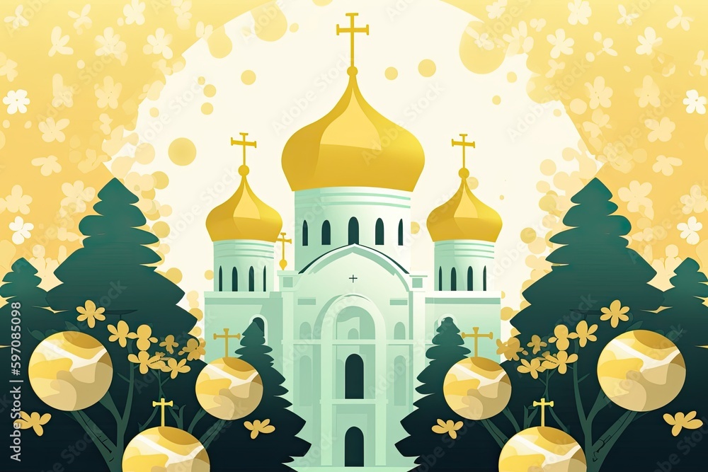 serene countryside church nestled among lush trees. Generative AI serene countryside church nestled among lush trees. Generative AI