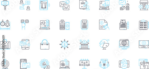 Social promotion linear icons set. Awareness, Engagement, Shareability, Influence, Virality, Amplification, Connection line vector and concept signs. Outreach,Advocacy,Participation Generative AI