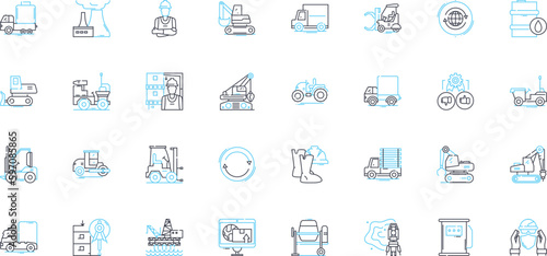 Automobiles vehicles linear icons set. Cars, Trucks, Vans, SUVs, Sedans, Convertibles, Coupes line vector and concept signs. Hatchbacks,Minivans,Pickups outline illustrations Generative AI