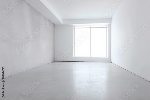 white home empty light background office room wall interior render window design. Generative AI.