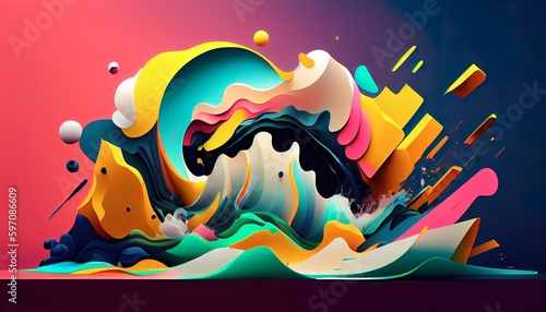 Vibrant Tidal Wave  Stunning Abstract Image  Dynamic Scene  High Resolution  8K Real-Time Rendering. Generative AI