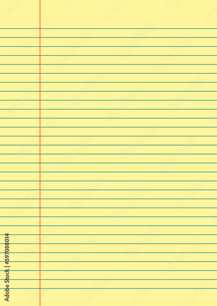 legal pad notebook ruled paper background for student, yellow color