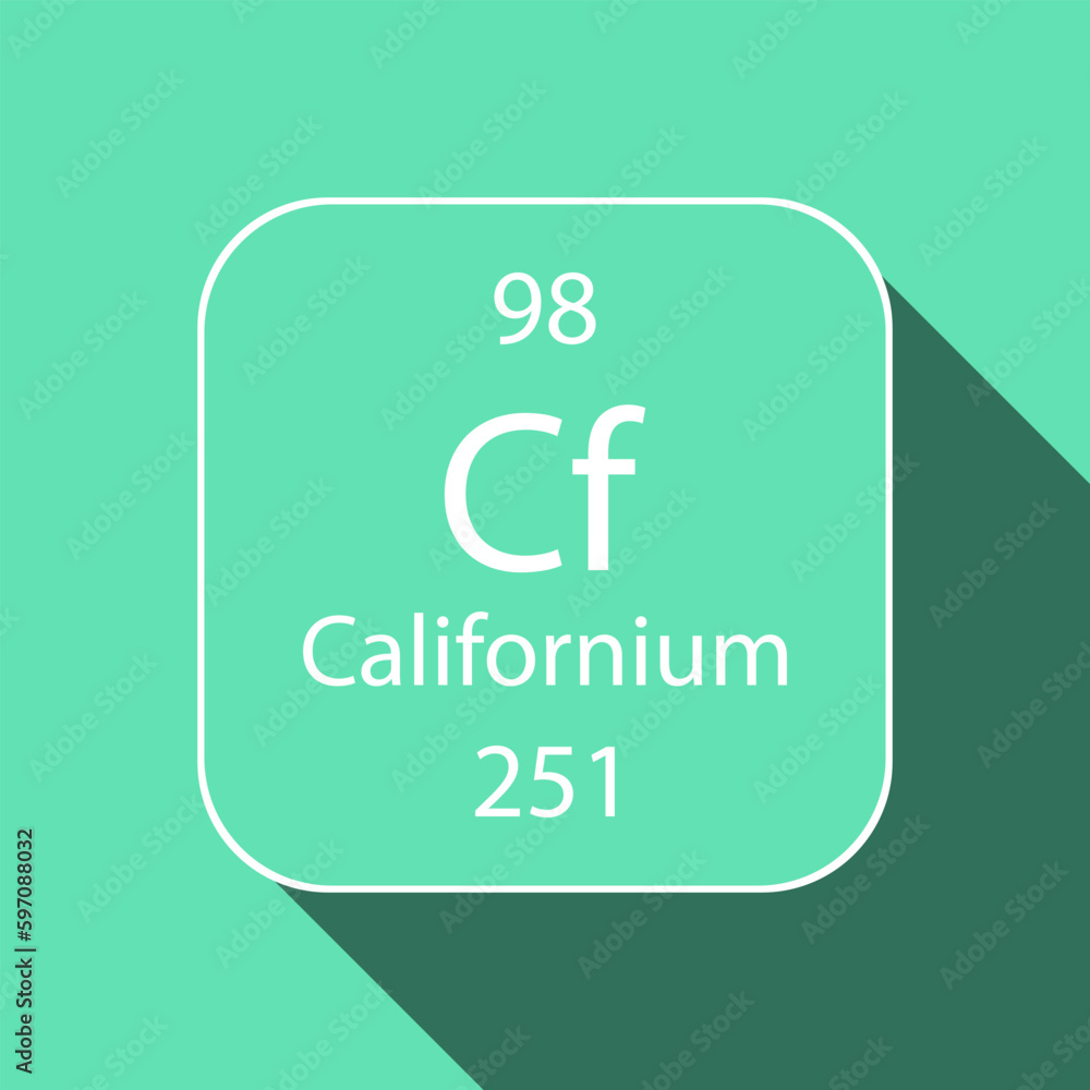 Californium symbol with long shadow design. Chemical element of the periodic table. Vector illustration. Californium symbol with long shadow design. Chemical element of the periodic table. Vector illustration.