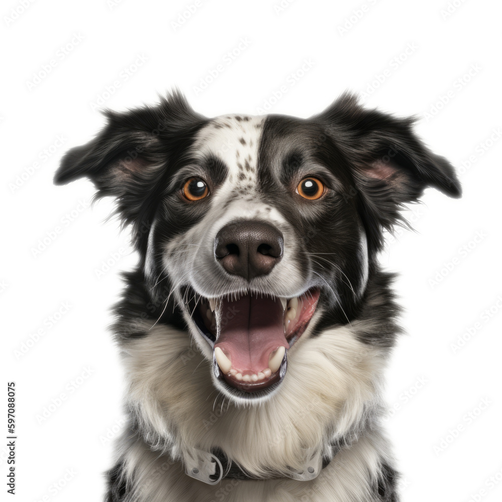Collection of dogs. Joyful facial expression. Transparent background. Generative AI