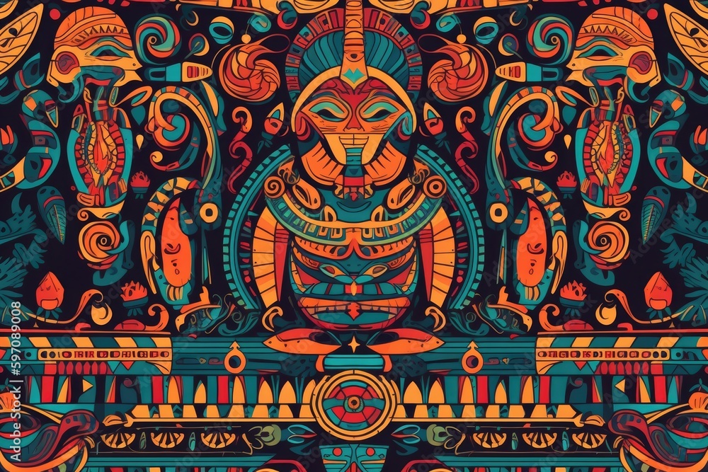 Egyptian Folk Art Pattern. Generative AI