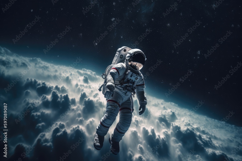 Astronaut in outer space exploring, made with generative ai Astronaut in outer space exploring, made with generative ai