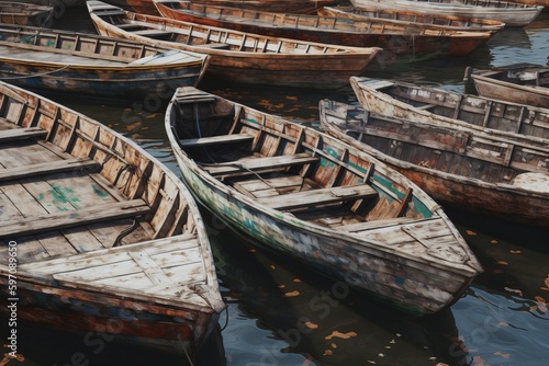 wooden boat in the harbor from generative ai