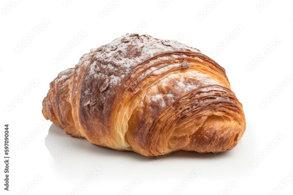 freshly baked croissant with a light dusting of powdered sugar. Generative AI