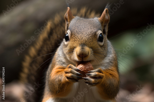 a cute squirrel is eating