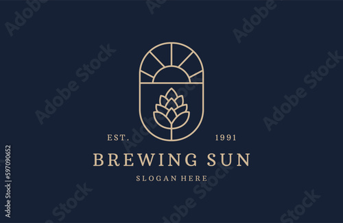 Brewing sun logo vector icon illustration hipster vintage retro .