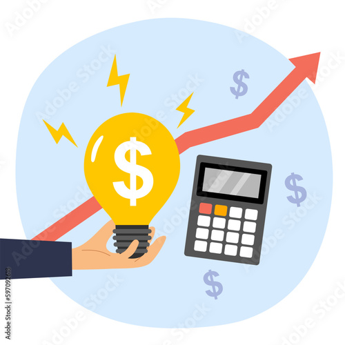 Growing up cost of living. Energy price rising up. Electricity consumption expenses.