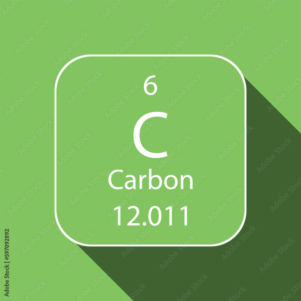 Carbon symbol with long shadow design. Chemical element of the periodic table. Vector illustration. Carbon symbol with long shadow design. Chemical element of the periodic table. Vector illustration.