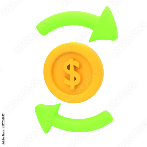 Icon 3d rendering minimal transaction