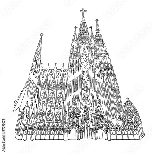 Photography A sketch of Antoni Gaudí's masterpiece, Familia Sagrada, vector