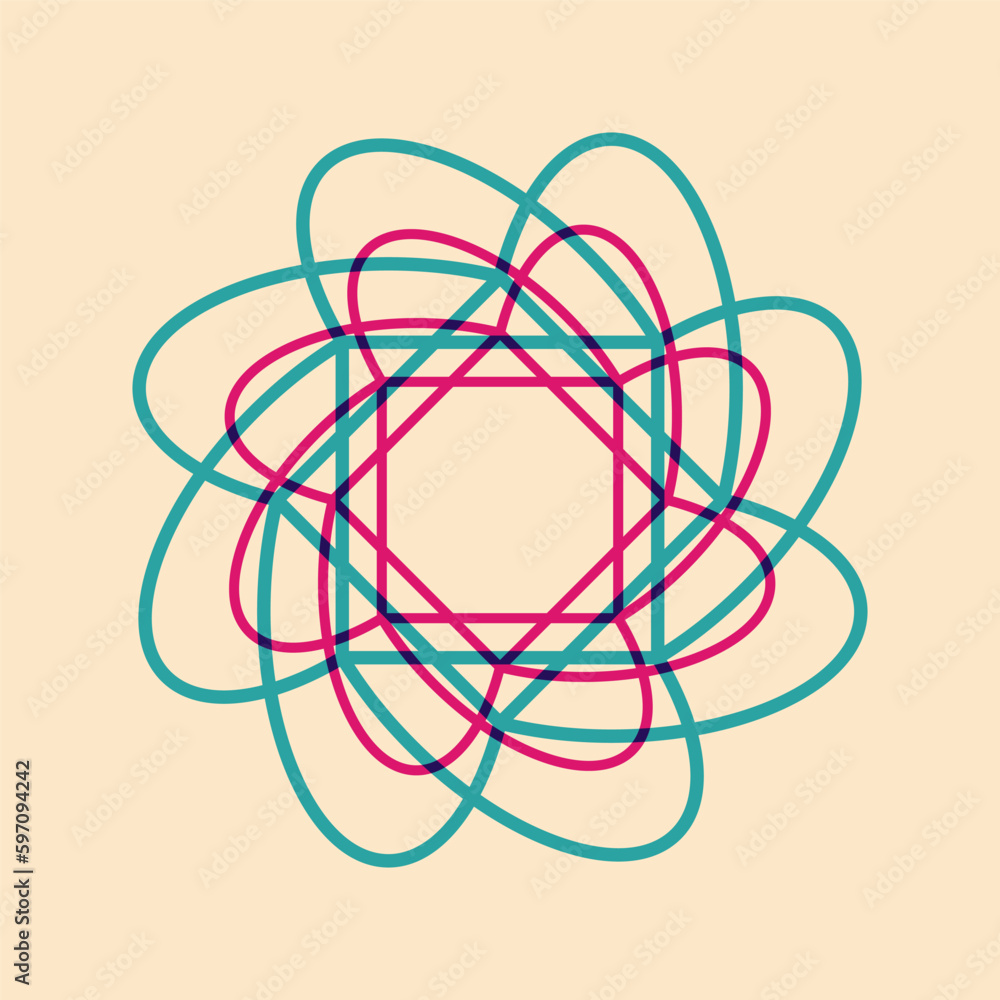 Geometric object with riso print effect. Vector. Graphic element for fabric, textile, clothing, wrapping paper, wallpaper, poster. Graphic element. Perfect For your own decoration or design Geometric object with riso print effect. Vector. Graphic element for fabric, textile, clothing, wrapping paper, wallpaper, poster. Graphic element. Perfect For your own decoration or design