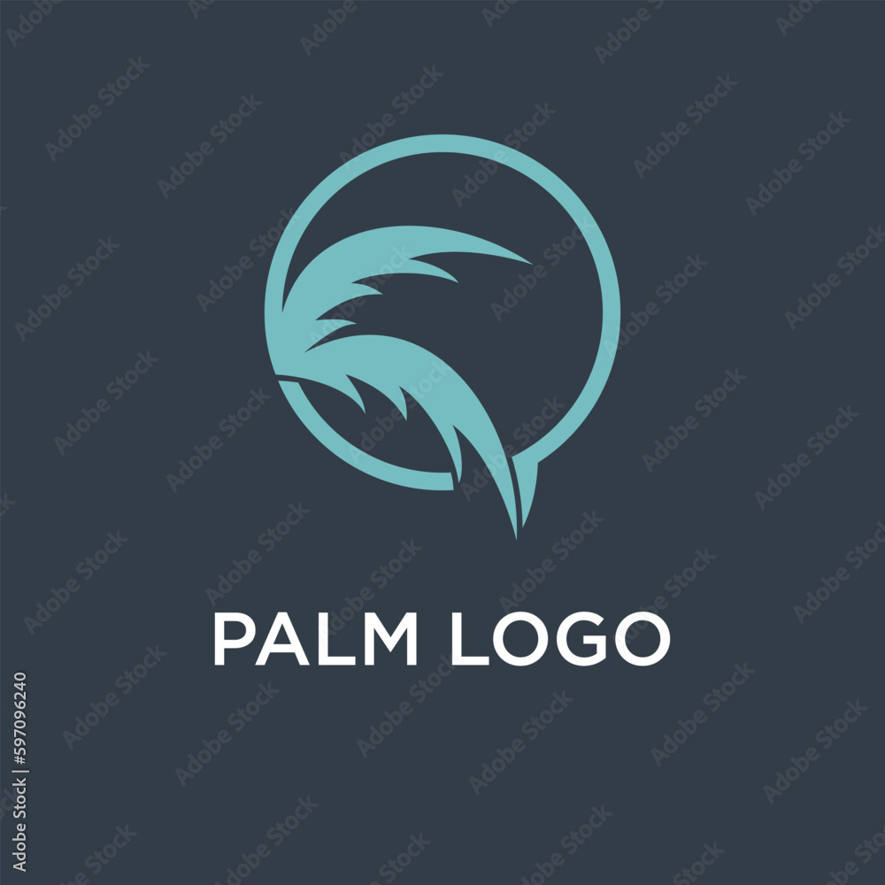Fototapeta premium Palm tree logo design template with circle element