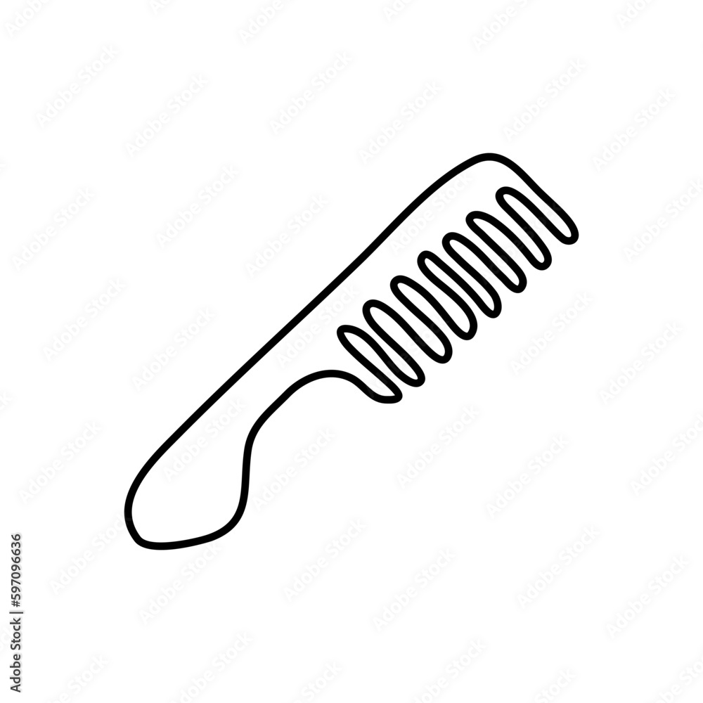 Simple outline doodle hair comb icon isolated on white background. Simple outline doodle hair comb icon isolated on white background.