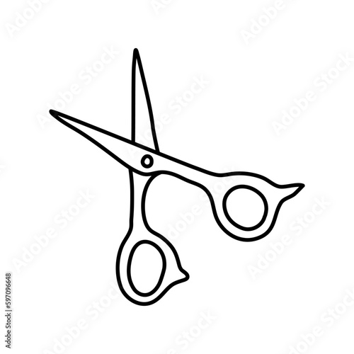 Scissors sketch. Hairdresser shears tool. Vector illustration isolated in white background