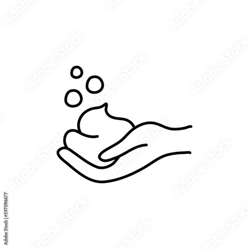 Shaving foam on hand drawn outline vector illustration. Isolated on white background