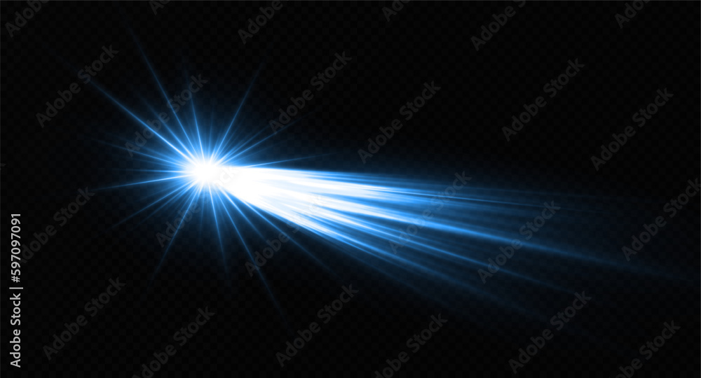 Sparkle meteor, comet and asteroid with space trails. Luxury shiny trail of fire particles with luminous star. Falling downing comet on transparent background. 