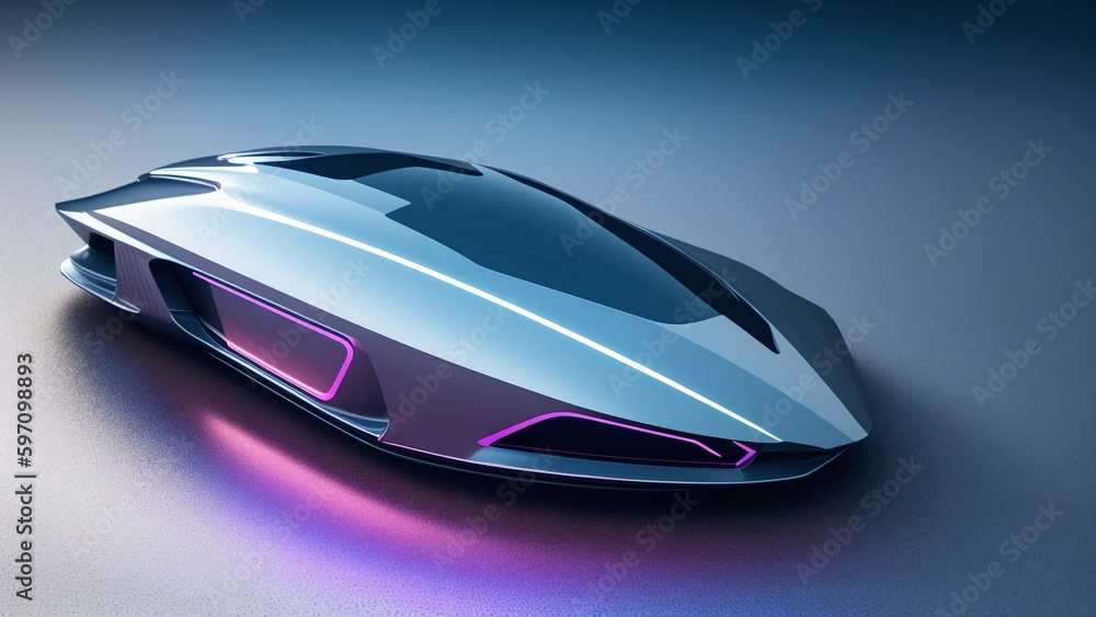 A Wonderful Futuristic Car With Bright Purple And A Black Roof AI Generative