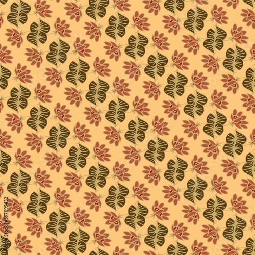 A diagonal plants stripe seamless vector pattern