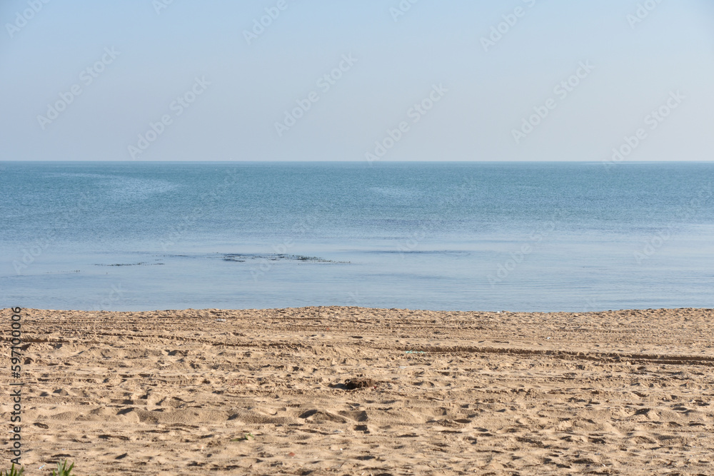 Mediterranean Seashore in Tunisia in Thick Bands Like a Flag Mediterranean Seashore in Tunisia in Thick Bands Like a Flag