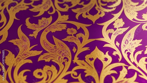 A Unique Purple And Gold Wallpaper Design AI Generative