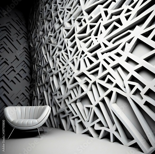 White intricate wall  3D  abstract architecture with futuristic design  4K  5K  Generative AI