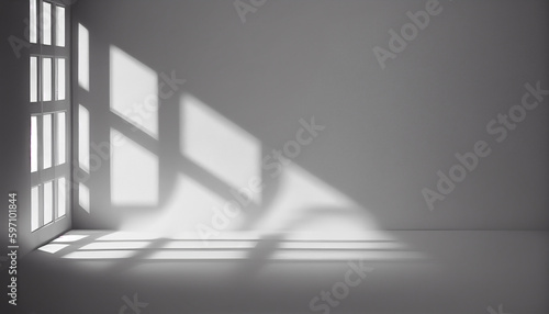 Gray background with shadow and light. 3d render 