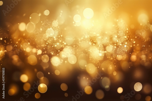 golden texture of blurred, round lights. background from bokeh, sparkle, radiance, glow and glitter. ai generative