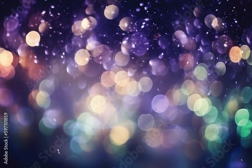 golden, violet texture of blurred, round lights. background from bokeh, sparkle, radiance, glow and glitter. ai generative