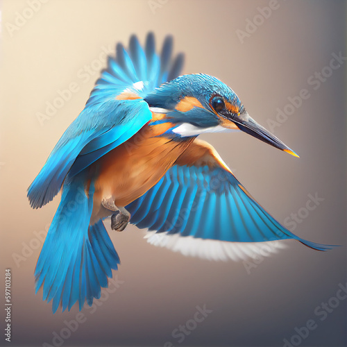 Kingfisher in flight | Kingfisher flying | Kingfisher in the sky | Generative AI | Hyper realistic | Photo-realism | Digital art photo