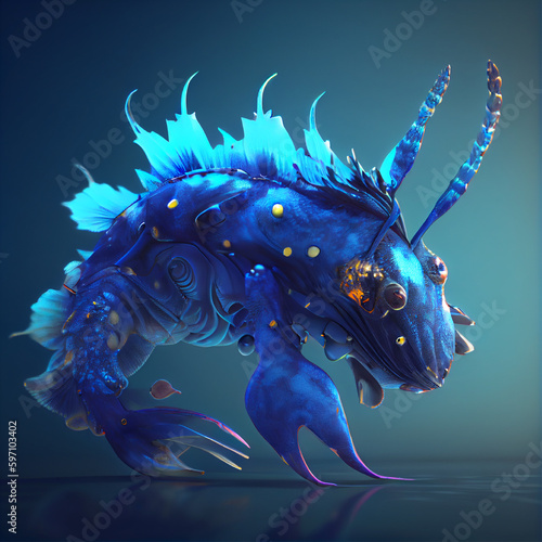 Blue glaucus under water | Blue dragon | Blue sea slug | Glaucus Atlanticus |  photo
