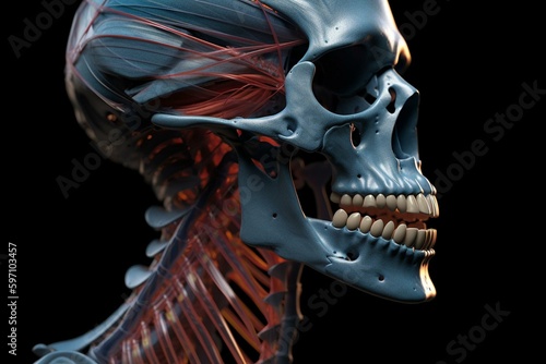 3D rendering of anatomy for sternohyoid muscle. Generative AI photo