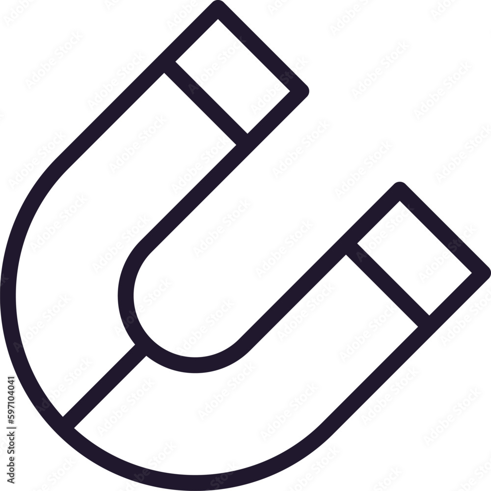 Single line icon of magnet on isolated white background. High quality editable stroke for mobile apps, web design, websites, online shops etc. Single line icon of magnet on isolated white background. High quality editable stroke for mobile apps, web design, websites, online shops etc.