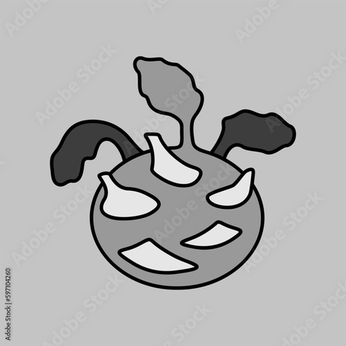 Kohlrabi or German Turnip isolated vector icon