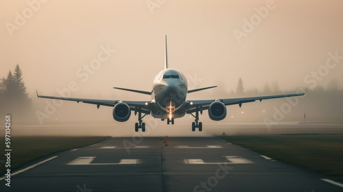 airplane landing at the airport