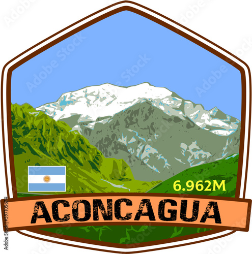 emblem of mount aconcagua on transparent background