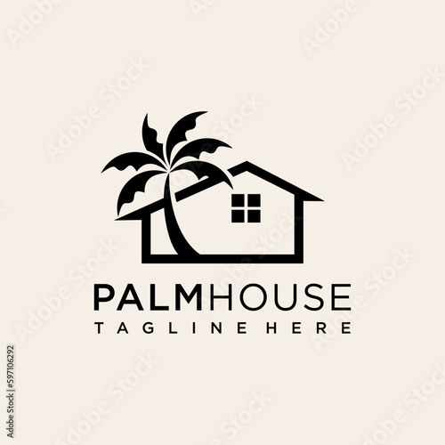 Palm house logo design with modern concept Premium Vector. palm house logo vector icon illustration