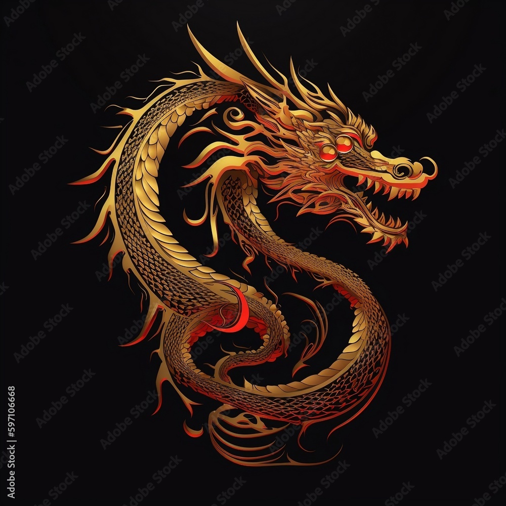 chinese dragon symbol avatar emblem on black background chinese dragon symbol avatar emblem on black background