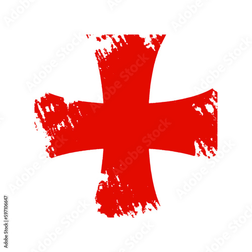 knights Templar cross. Maltese cross vector symbol. Catholic and protestant faith logo or symbol. Teutonic crusader label. Grunge texture. 