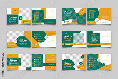 Lawn care EDDM postcard design template bundle	