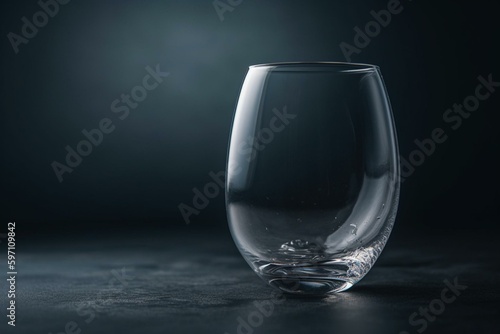 an empty glass on a gray background. Generative AI