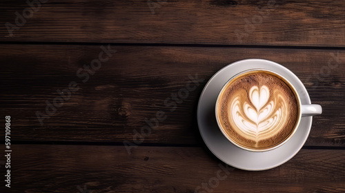Tableau sur toile latte coffee on wood with space